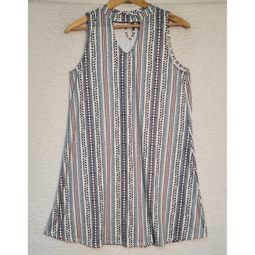 MUDD Juniors Dress Size M Sleeveless Fair Isle Shirt Keyhole Neck Pullover 1752